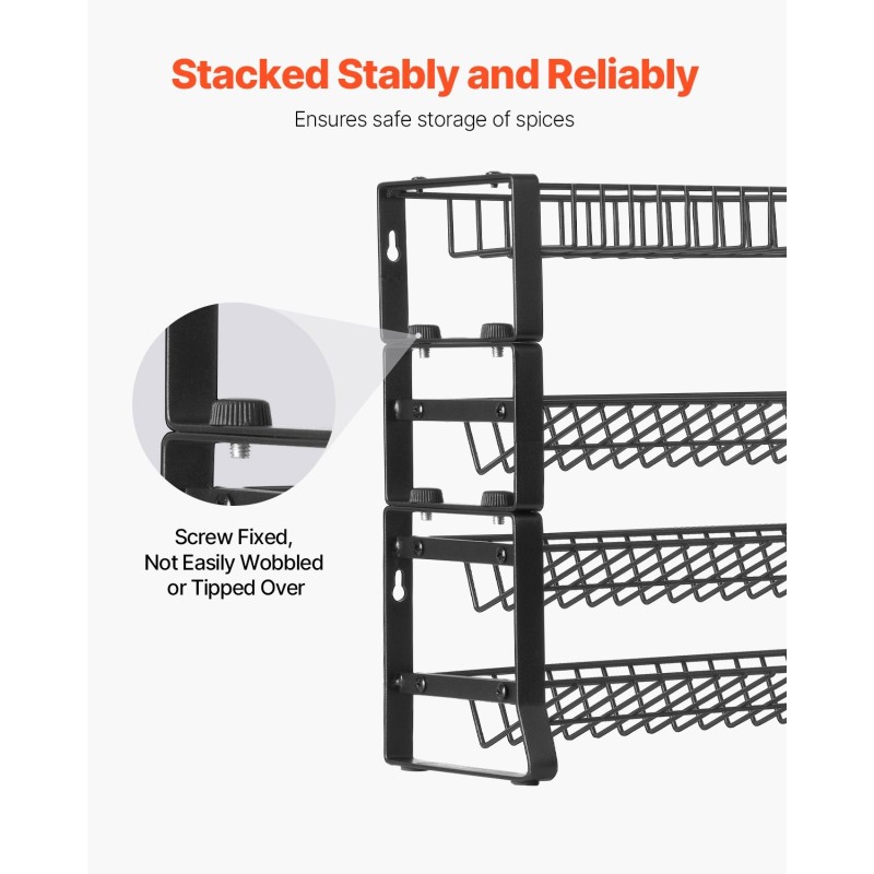 Mausteteline nelitasoinen pinottava seinä- ja tasoasennettava maustepurkeille