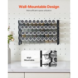 Maustehylly monitasoinen lasipurkeilla 36 purkkia työtasolle tai seinälle