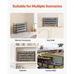 Maustehylly monitasoinen lasipurkeilla 36 purkkia työtasolle tai seinälle