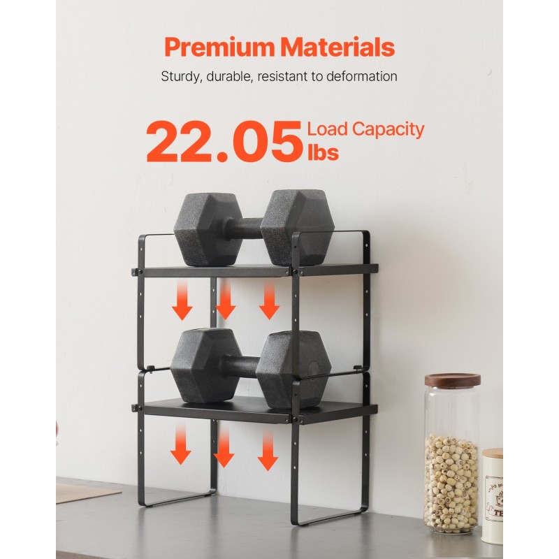 Maustehylly säädettävä leveys 405–650 mm korkeudensäätö 99–180 mm kaksikerroksinen kantavuus 10 kg