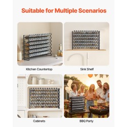 Maustehylly 6 tasoa 72 läpinäkyvää lasipurkkia seinälle tai pöydälle