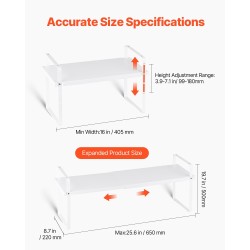 Kaappihylly säädettävä kaksitasoinen pinottava leveys 405–650 mm korkeus 99–180 mm