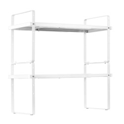 Kaappihylly säädettävä kaksitasoinen pinottava leveys 405–650 mm korkeus 99–180 mm