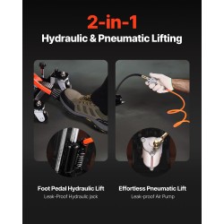 Moottoripyöränostin valurautainen hydraulinen pneumaattinen 1500 paunaa kantavuus nostokorkeus 119–381 mm mönkijöille