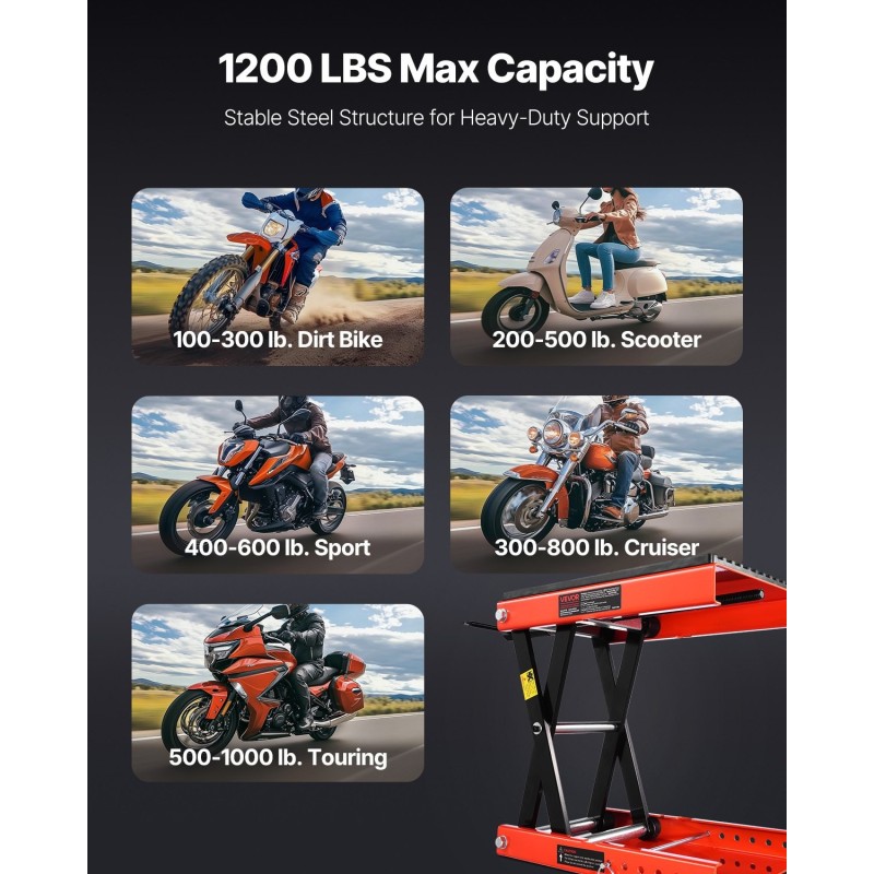 Saksitunkki teräs ruuvitunkki leveä työpöytä moottoripyörille 105–380 mm