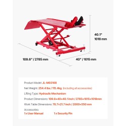 Hydraulinen moottoripyörän nostopöytä teräs 1000 paunan kantavuus
