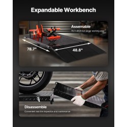 Pneumaattinen moottoripyöränostopöytä X-muotoinen vahvistettu työtaso 2000×1220 mm kantavuus 1500 paunaa