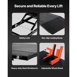 Pneumaattinen moottoripyöränostopöytä X-muotoinen vahvistettu työtaso 2000×1220 mm kantavuus 1500 paunaa