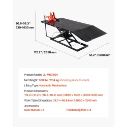 Pneumaattinen moottoripyöränostopöytä X-muotoinen vahvistettu työtaso 2000×1220 mm kantavuus 1500 paunaa