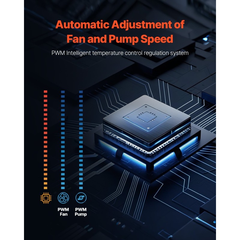 Nestekierron prosessorijäähdytin 120 mm PWN 2,1 tuuman LCD ARGB Intel- ja AMD-yhteensopiva