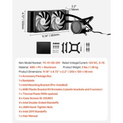 Nestekierron prosessorijäähdytin 120 mm PWN 2,1 tuuman LCD ARGB Intel- ja AMD-yhteensopiva