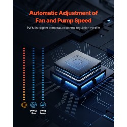 AIO-vesijäähdytin prosessorille 120 mm PWM-tuuletin 1,8 tuuman näyttö musta
