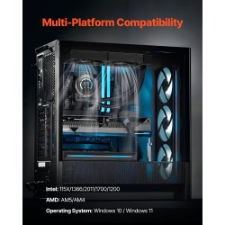 AIO-vesijäähdytin prosessorille 120 mm PWM-tuuletin 1,8 tuuman näyttö musta