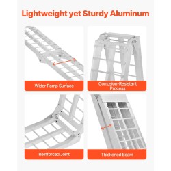 Alumiininen taittuva kuormausramppi pienten mönkijöiden ja moottoripyörien lastaukseen