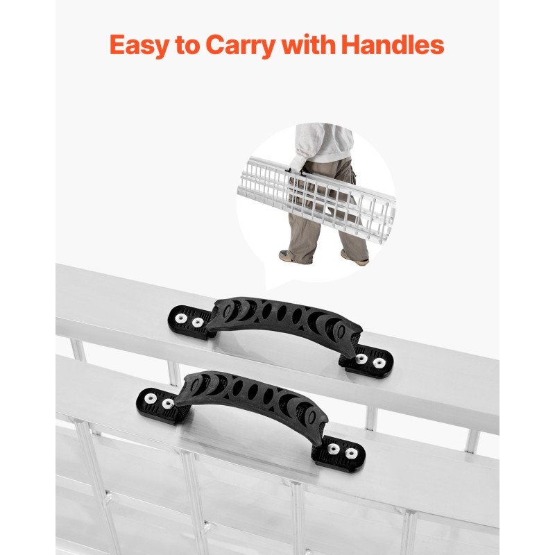 Alumiininen taittuva kuormausramppi pienten mönkijöiden ja moottoripyörien lastaukseen