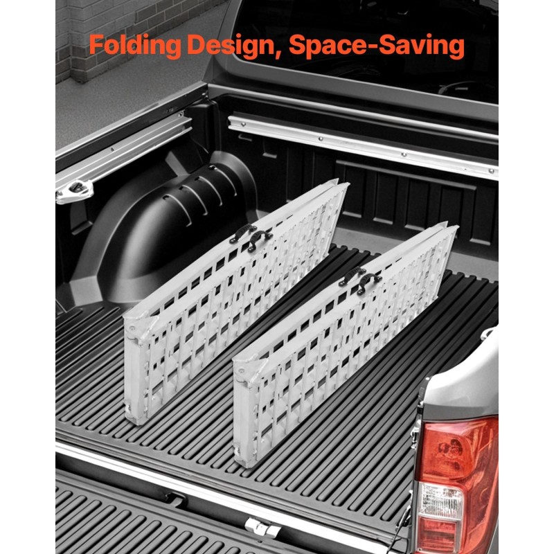 Alumiiniset kuormausrampit kaksi kappaletta taitettavat kumikynnyslevyt mönkijöille ja moottoripyörille