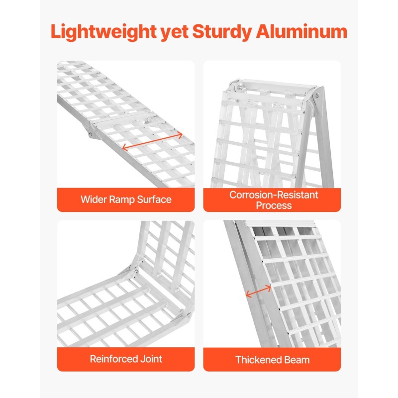 Alumiininen taittuva ajosilta 3050 mm pituus 450 mm leveä 453 kg kantavuus