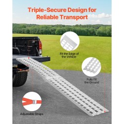 Alumiininen taittuva ajosilta 3050 mm pituus 450 mm leveä 453 kg kantavuus