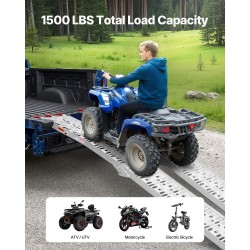 Alumiiniset taittuvat lastaussillat avattuna 2285×305×50 millimetriä 2 kpl 1500 paunaa