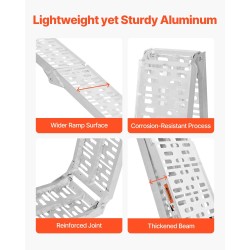 Alumiiniset taittuvat lastaussillat avattuna 2285×305×50 millimetriä 2 kpl 1500 paunaa