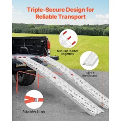 Alumiiniset taittuvat lastaussillat avattuna 2285×305×50 millimetriä 2 kpl 1500 paunaa