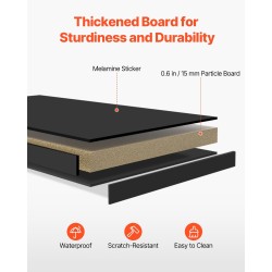 Pöytähylly lastulevy melamiinipinnoite musta 65 kg kantavuus useilla lokeroilla pöydälle