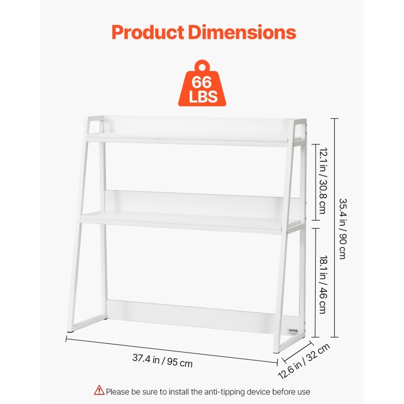 Pöytähylly 2-tasoinen valkoinen lastulevyinen työpöydälle 95x32x90 cm