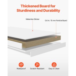 Pöytähylly 2-tasoinen valkoinen lastulevy melamiinipaperi kantokyky 60 kg 94,5×24,1×73,4 cm
