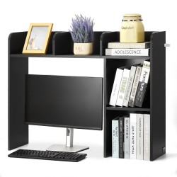 Pöytähylly kaksi tasoa lastulevy melamiinipinta musta työpöydälle