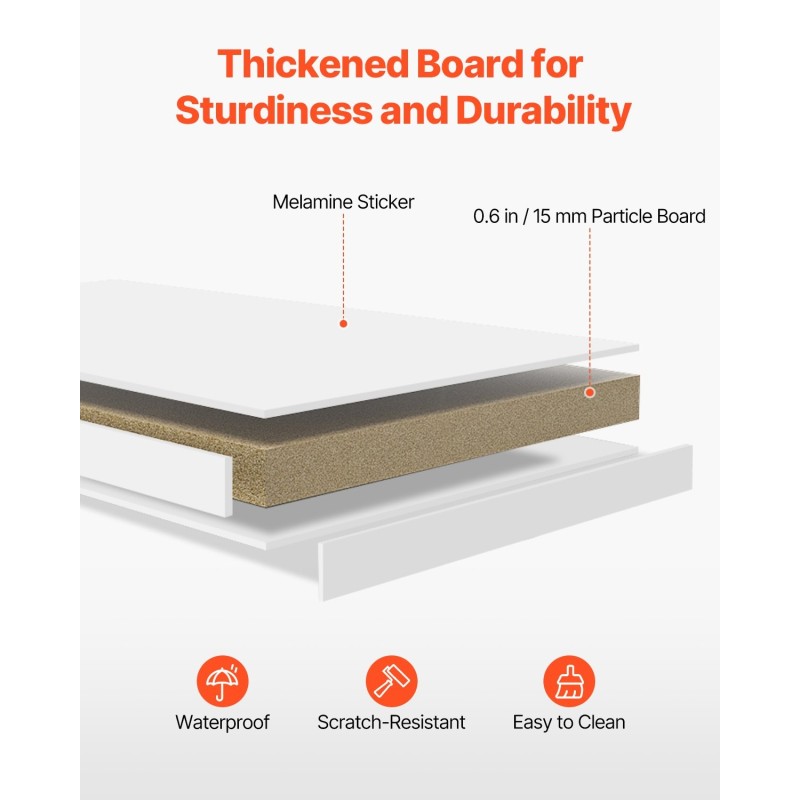 Pöytähylly lastulevy melamiinipinnalla 94x24x73 cm yksitasoinen valkoinen työpöydälle