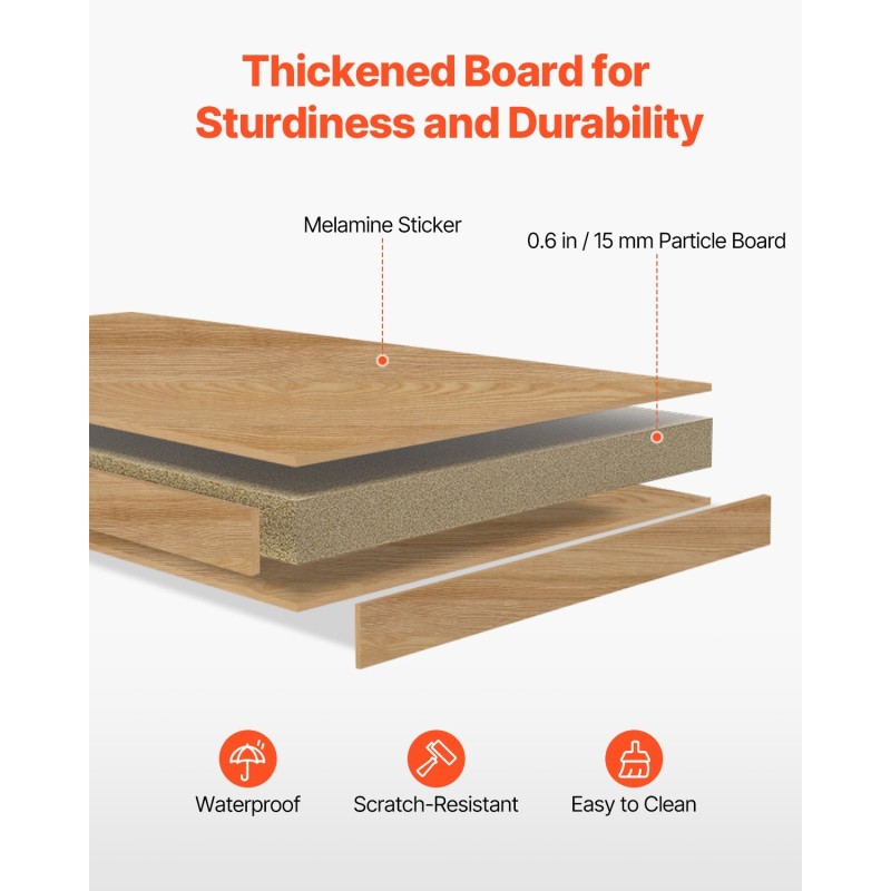 Pöytähylly kaksitasoinen lastulevy melamiinipaperi koko 94,5×24,1×73,4 cm 60 kg kantavuus