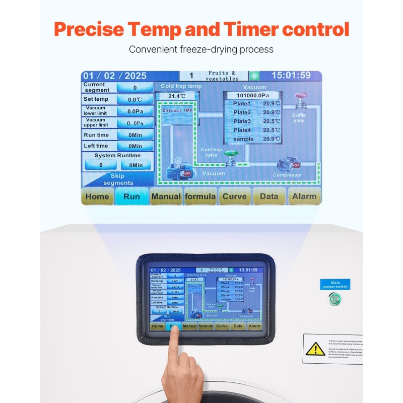 Tyhjiöpakastokuivain elintarvikkeille 4 tasoa 4–6 kg erä 304 ruostumaton teräs