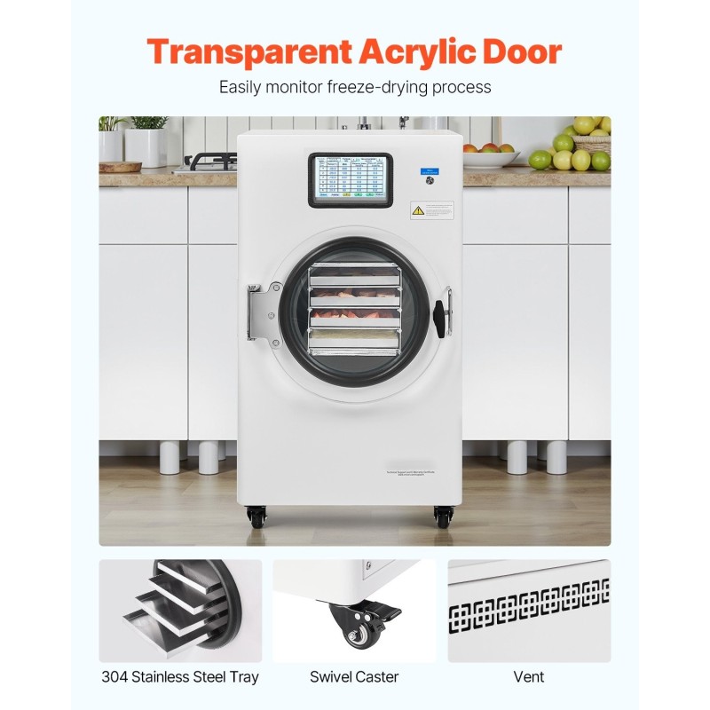 Tyhjiöpakastokuivain elintarvikkeille 4 tasoa 4–6 kg erä 304 ruostumaton teräs