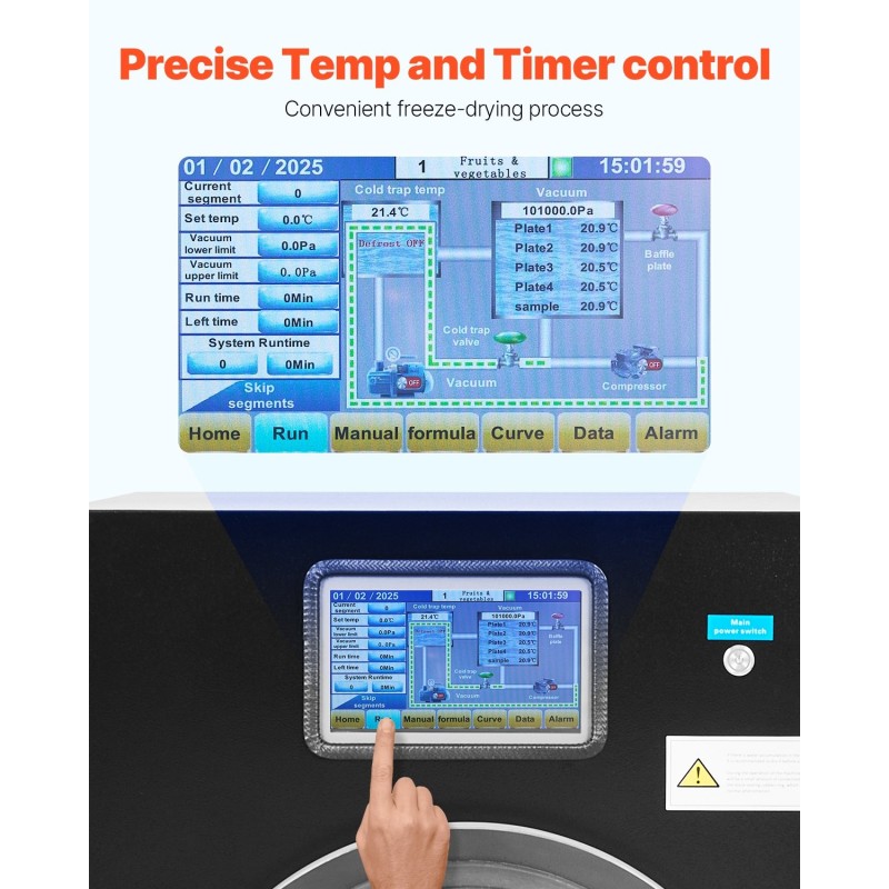Pakastekuivain 4-tasoinen 4–6 kg per erä 304-ruostumaton teräs tyhjiöpumpulla kotikäyttöön