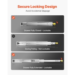 Laatikkokiskopari terästä 400 mm sivukiinnitys lukittava 113 kg kantavuus