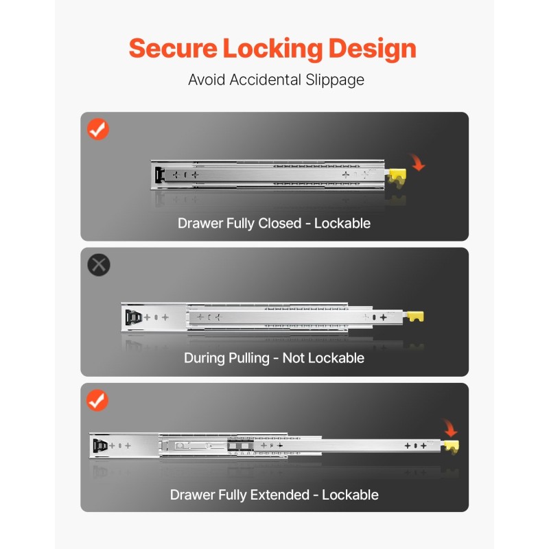 Laatikkokiskopari terästä 400 mm sivukiinnitys lukittava 113 kg kantavuus