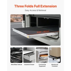 Teräksiset täysin ulosvedettävät lukittavat laatikonkiskot 450 mm ulosveto 113,4 kg kantavuus