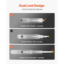 Laatikkokisko täysilaajenteinen teräs 470 mm 226.8 kg kantavuus lukittava kuulalaakerit