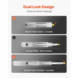 Laatikkokiskot kuulalaakeroidut lukittavat täydelle ulosvedolle 1333 mm sivukiinnitys pari