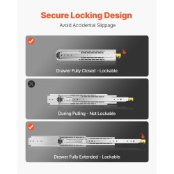 Liukukiskopari teräs 610 mm ulosvetopituus 226,8 kg kantavuus lukitustoiminnolla