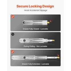 Sivukiinnitteiset kuulalaakeroidut teräslaatikkokiskot täysi ulosveto 1028 mm 226,8 kg pari