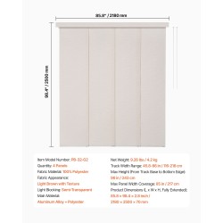 Paneeliverho polyesteri 4 paneelia säädettävä kisko 116–218 cm leikattava korkeus 243 cm