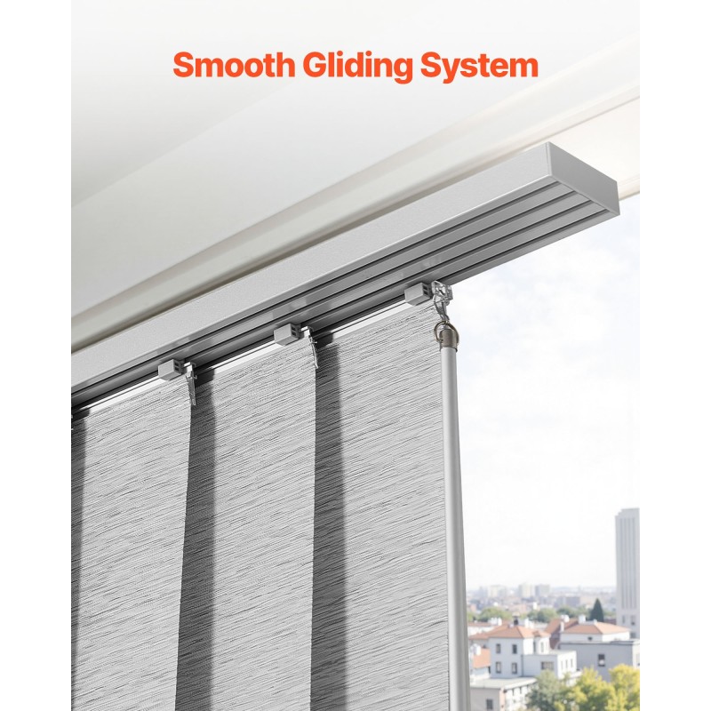 Paneeliverhojärjestelmä säädettävä alumiinikiskolla polyesterikankaalla harmaa 4 paneelia 116–218 cm