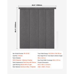 Paneeliverhosetti 4 paneelia täysi pimentävä tummanharmaa säädettävä kisko 116–218 cm