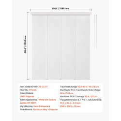 Paneeliverho valkoinen polyesteri neljä paneelia säädettävä kisko liukuoviin