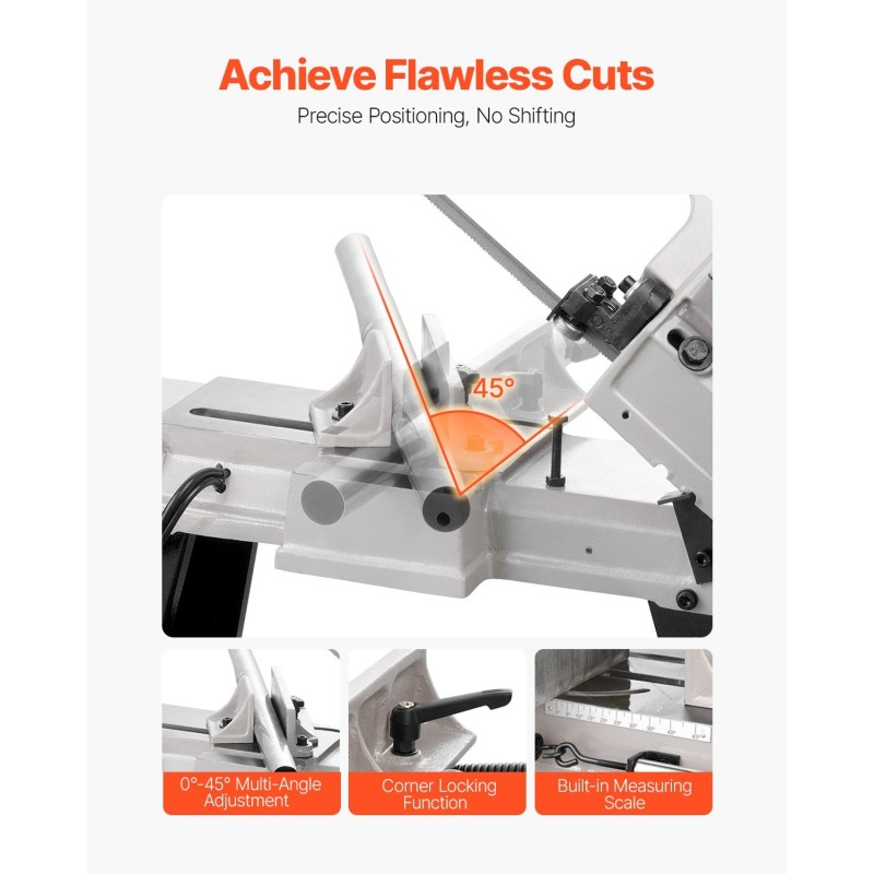 Metallivannesaha vaaka- ja pystysuuntainen metallille puulle muoville 550W 102×152 mm 0–45°