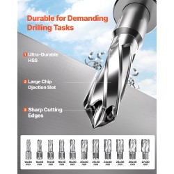 Magneettiporakone 1400 W 12500 N pitovoima kruunuporan halkaisija 40 mm 11 kruunuporaa