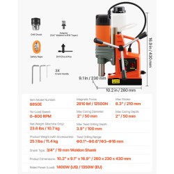 Magneettinen pylväsporakone 1350 W magneettivoima 12500 N 50 mm