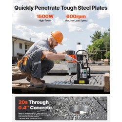 Magneettinen pylväsporakone metallirunkoinen 1500W maksimi poran halkaisija 60 mm 13000N pitovoima