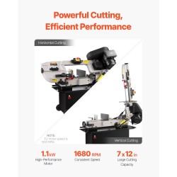 Metallinen vannesaha vaaka- ja pystyleikkaukseen 178 x 305 mm 1,1 kW